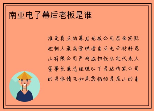 南亚电子幕后老板是谁