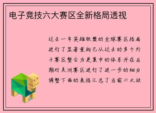 电子竞技六大赛区全新格局透视